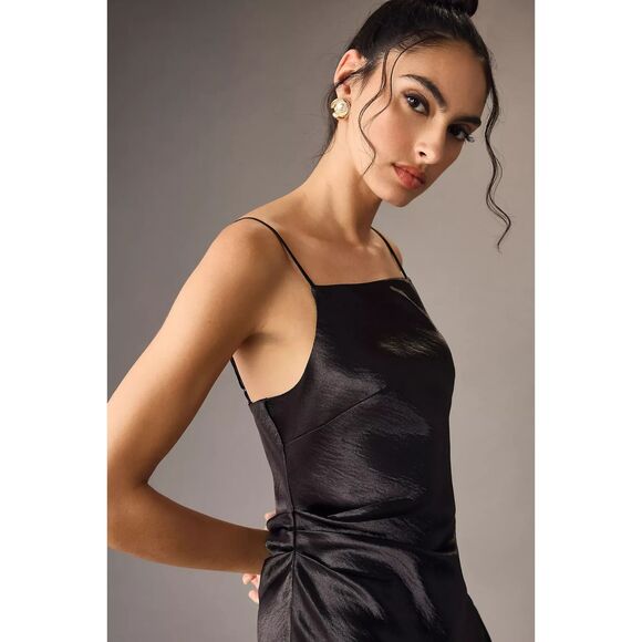 Anthropologie Cowl-Neck Slip Dress Black XXS NWT - Picture 3 of 4